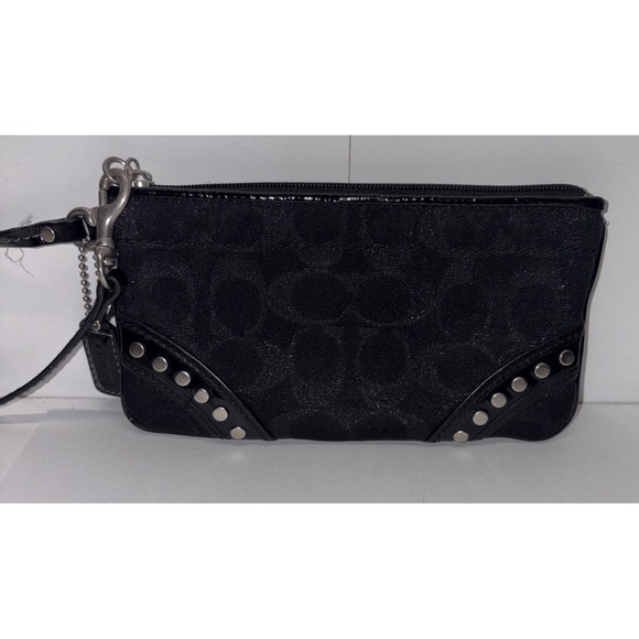 Coach Black Lurex Signature & Patent‎ Leather Clutch Purse - Picture 1 of 5